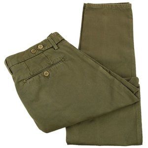 LUIGI BORRELLI Olive Green Mergellina Single Pleat Cotton Chino Pants 33 NWT